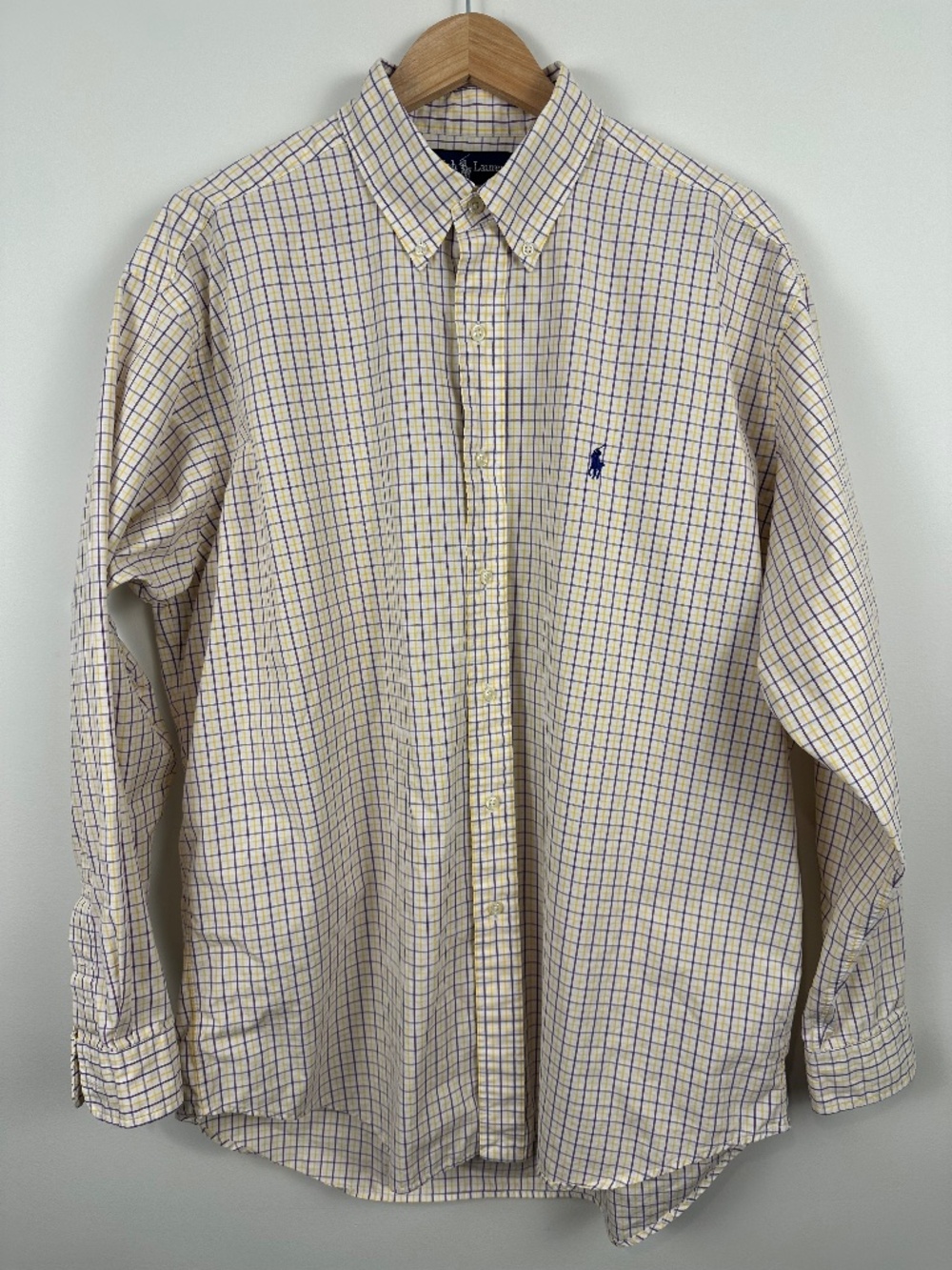 Polo Ralph Lauren Blake Plaid Button Down Shirt Purple Yellow L
